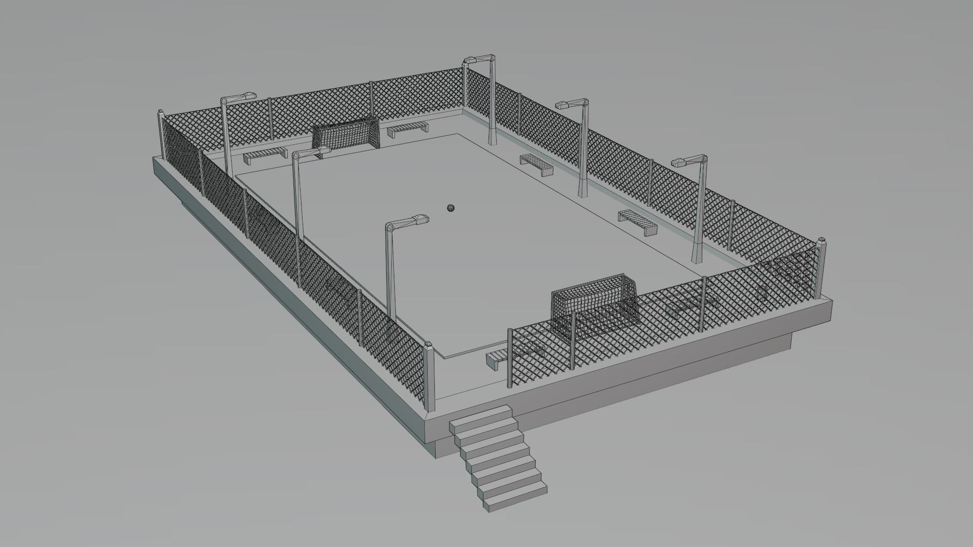 Urban Soccer Court Low-poly 3D model_15