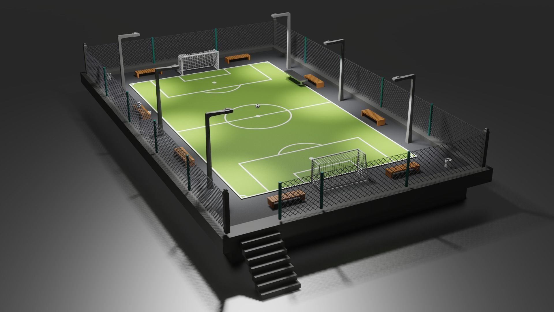 Urban Soccer Court Low-poly 3D model_1