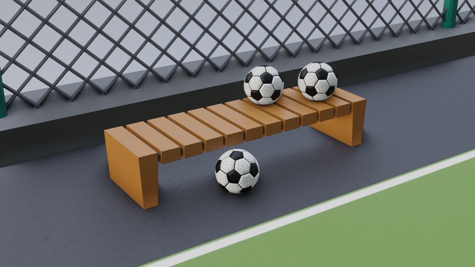 Urban Soccer Court Low-poly 3D model_6