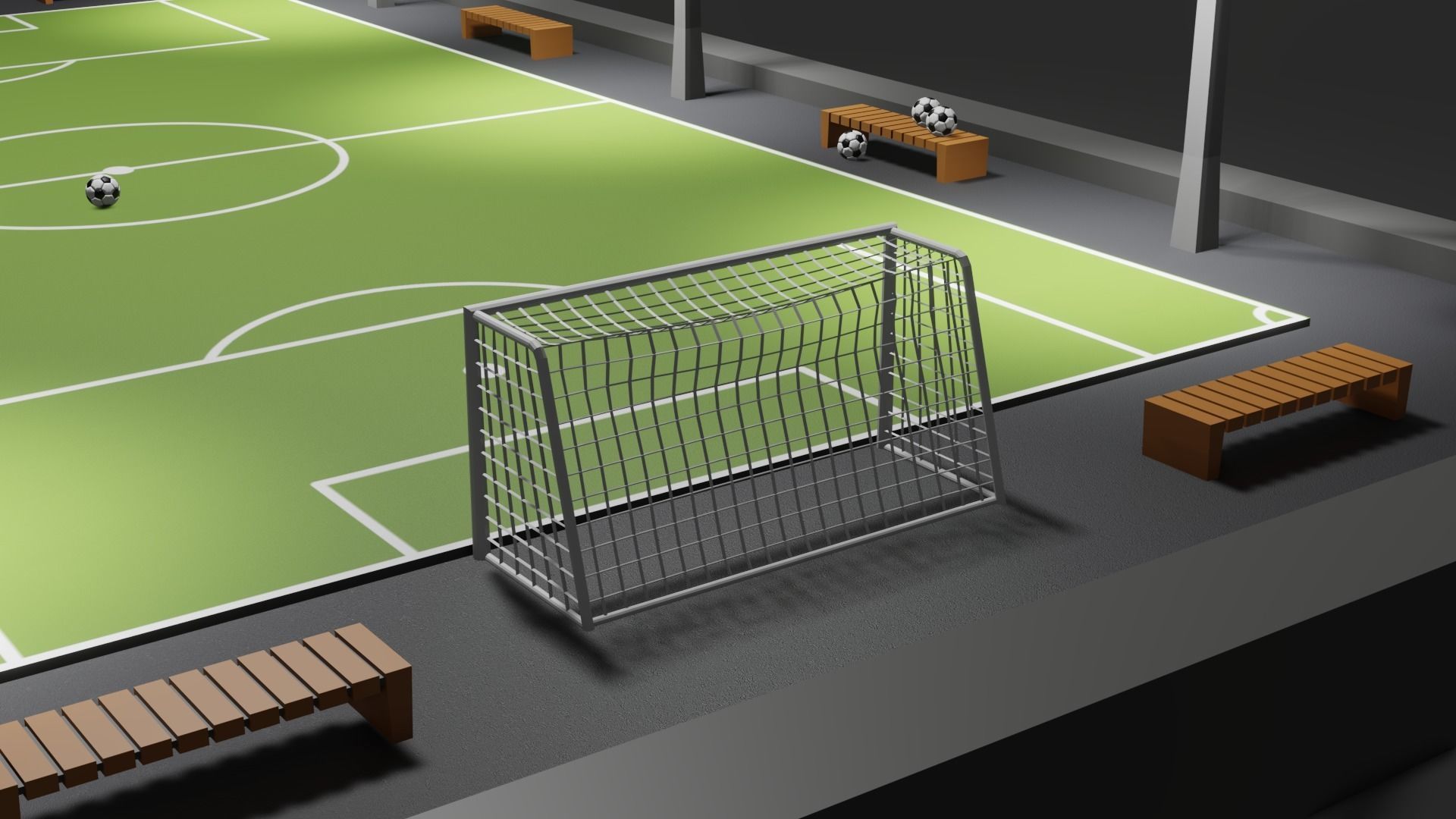 Urban Soccer Court Low-poly 3D model_7