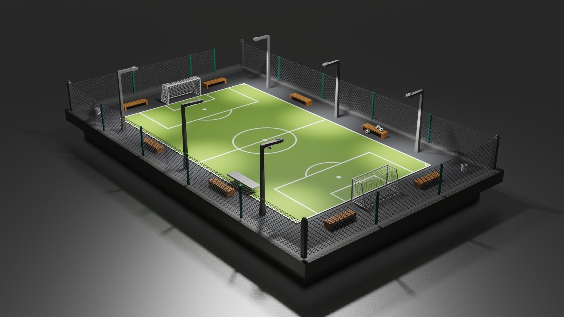 Urban Soccer Court Low-poly 3D model_3