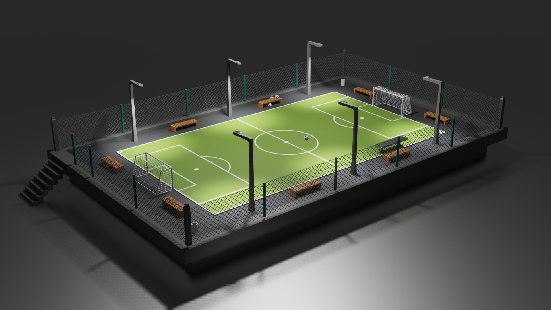 Urban Soccer Court Low-poly 3D model_2