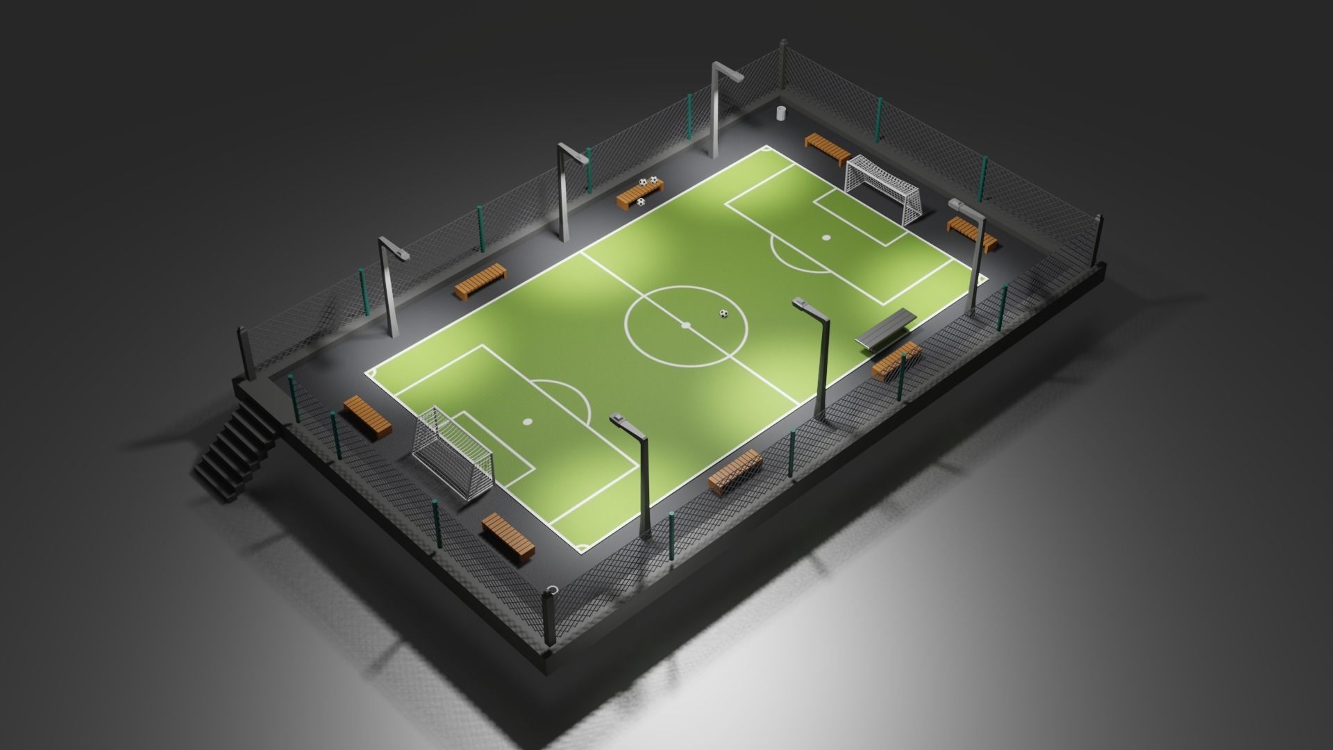 Urban Soccer Court Low-poly 3D model_11