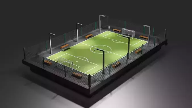 Urban Soccer Court Low-poly 3D model