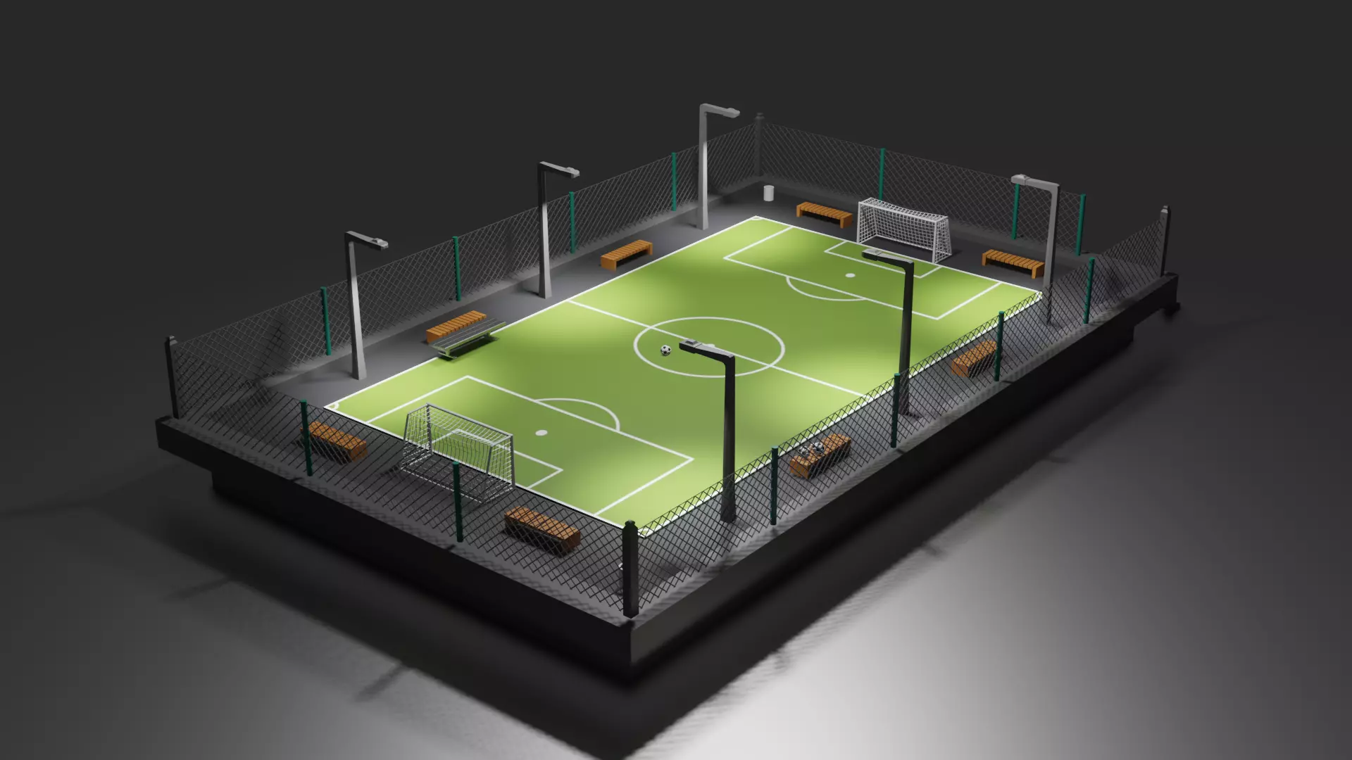 Urban Soccer Court Low-poly 3D model_0