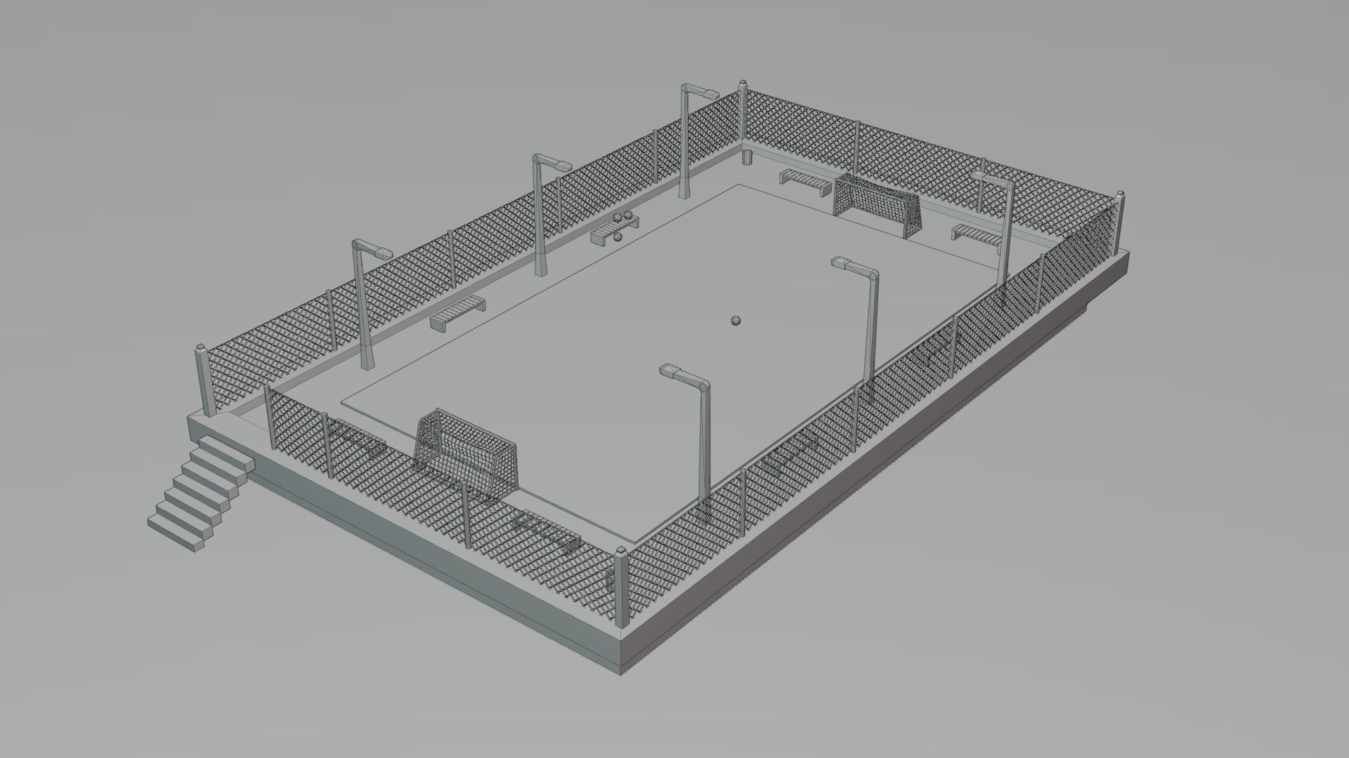 Urban Soccer Court Low-poly 3D model_13