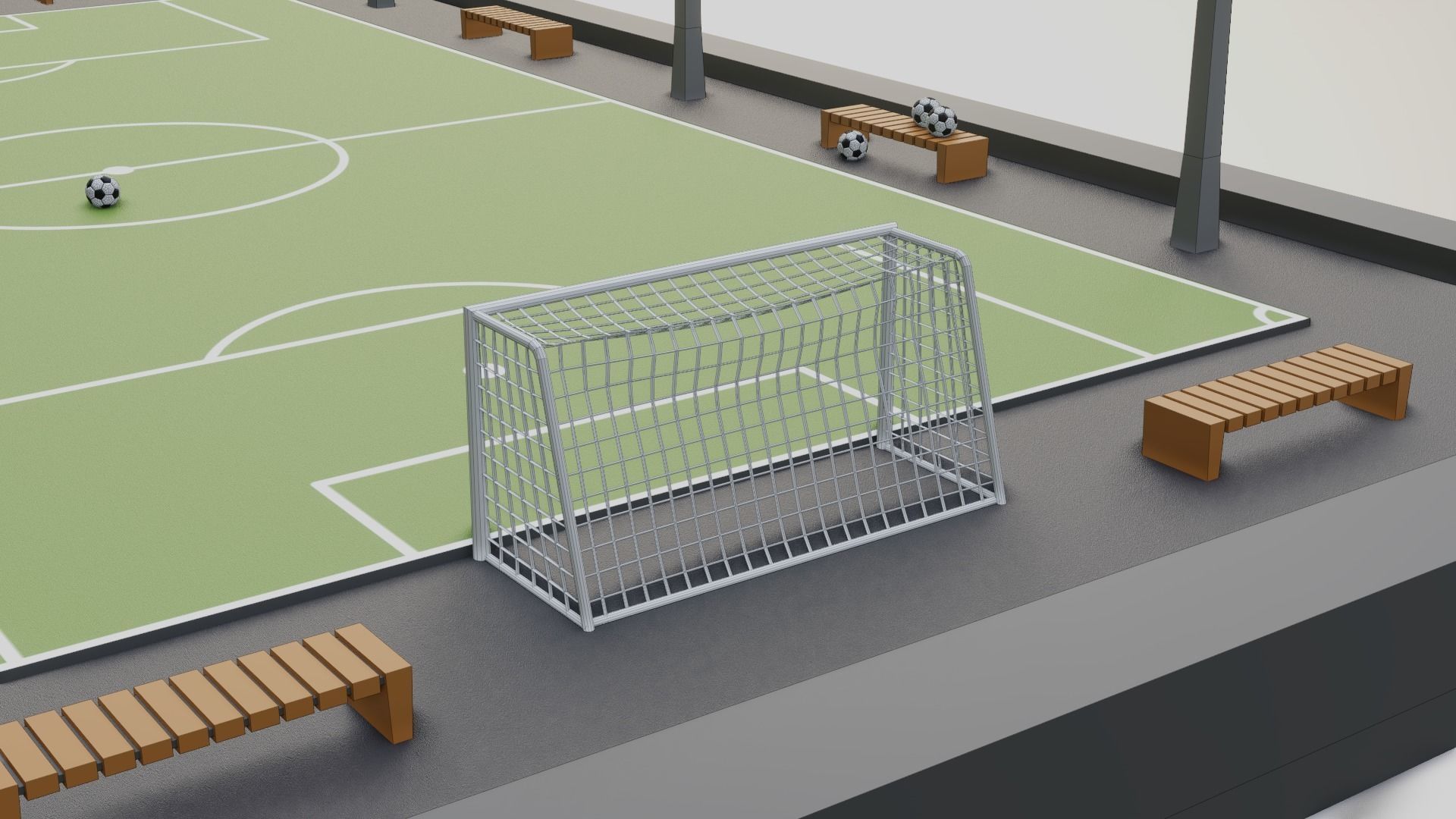 Urban Soccer Court Low-poly 3D model_8
