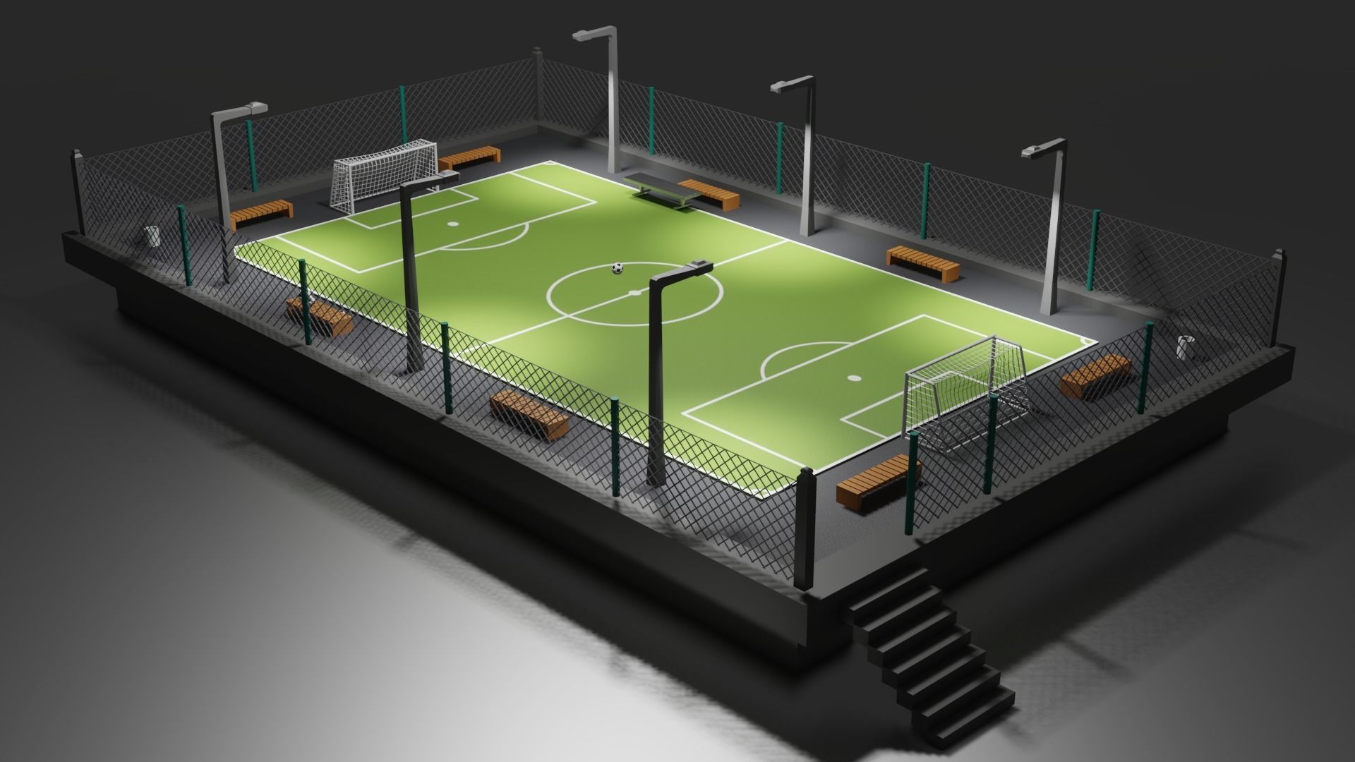 Urban Soccer Court Low-poly 3D model_10