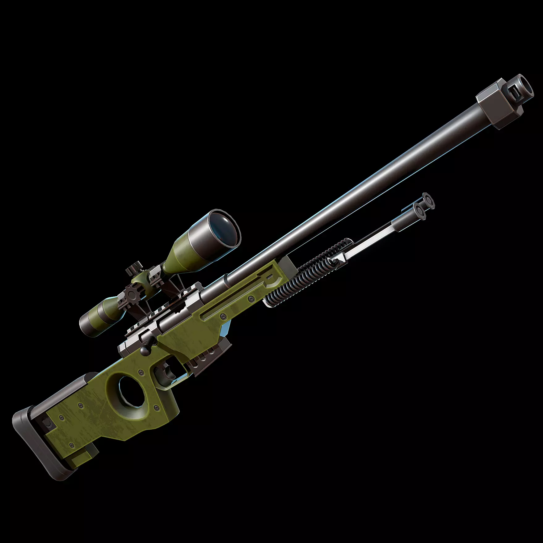 Stylized AWP Sniper Rifle Low-poly 3D model