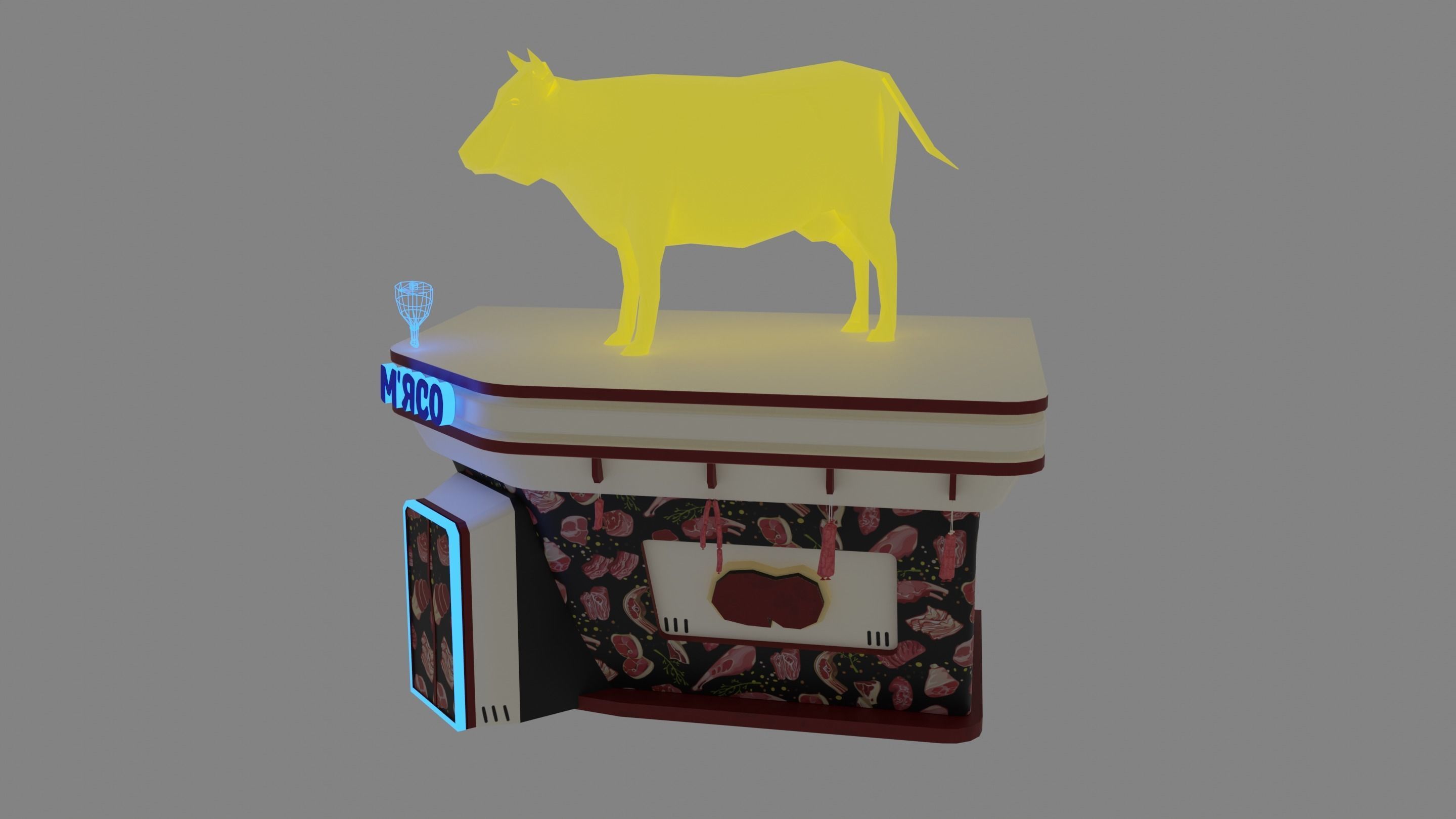 MarketPlace Meat Low-Poly Game Ready PBR Low-poly 3D model_1