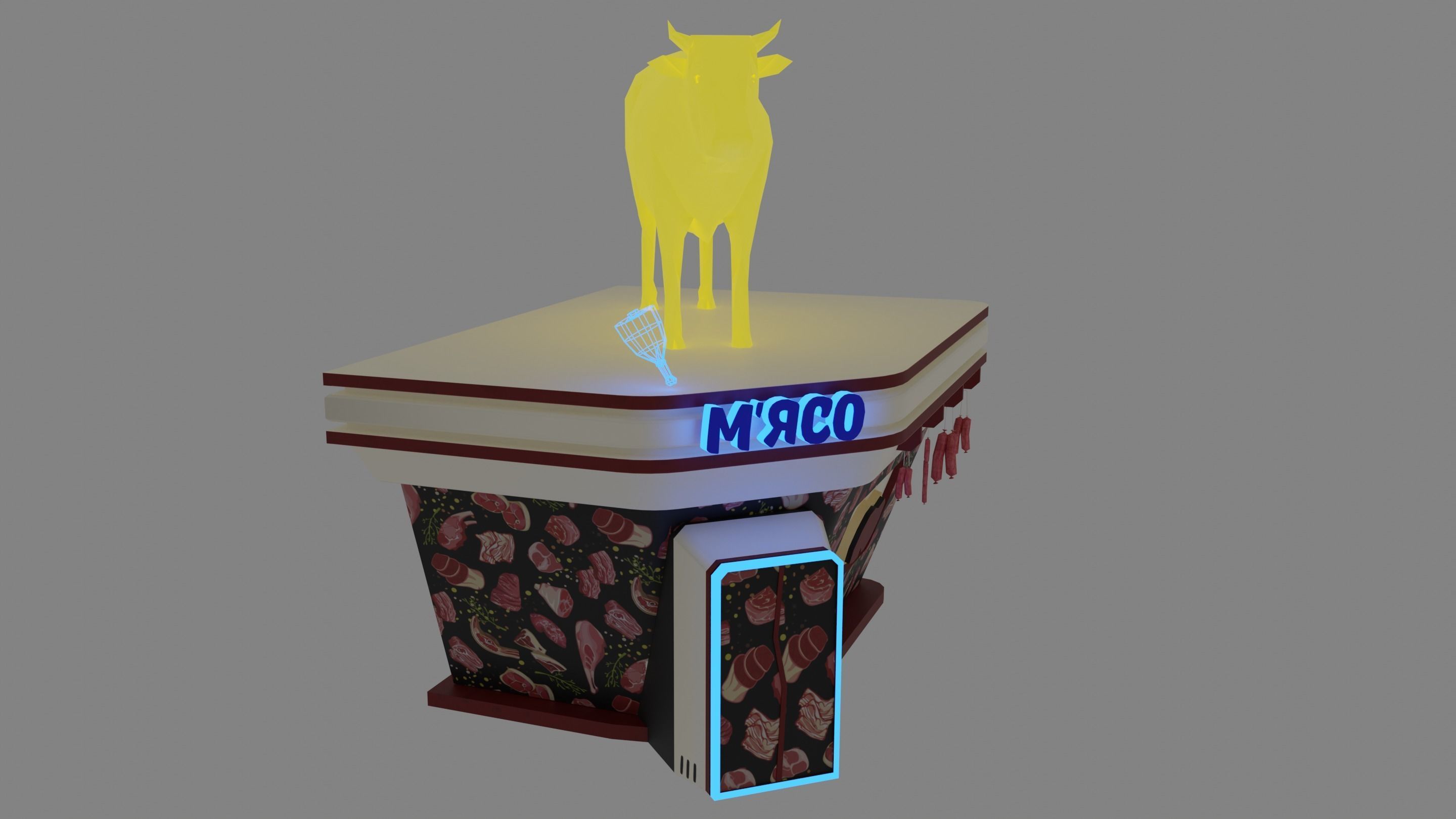 MarketPlace Meat Low-Poly Game Ready PBR Low-poly 3D model_2