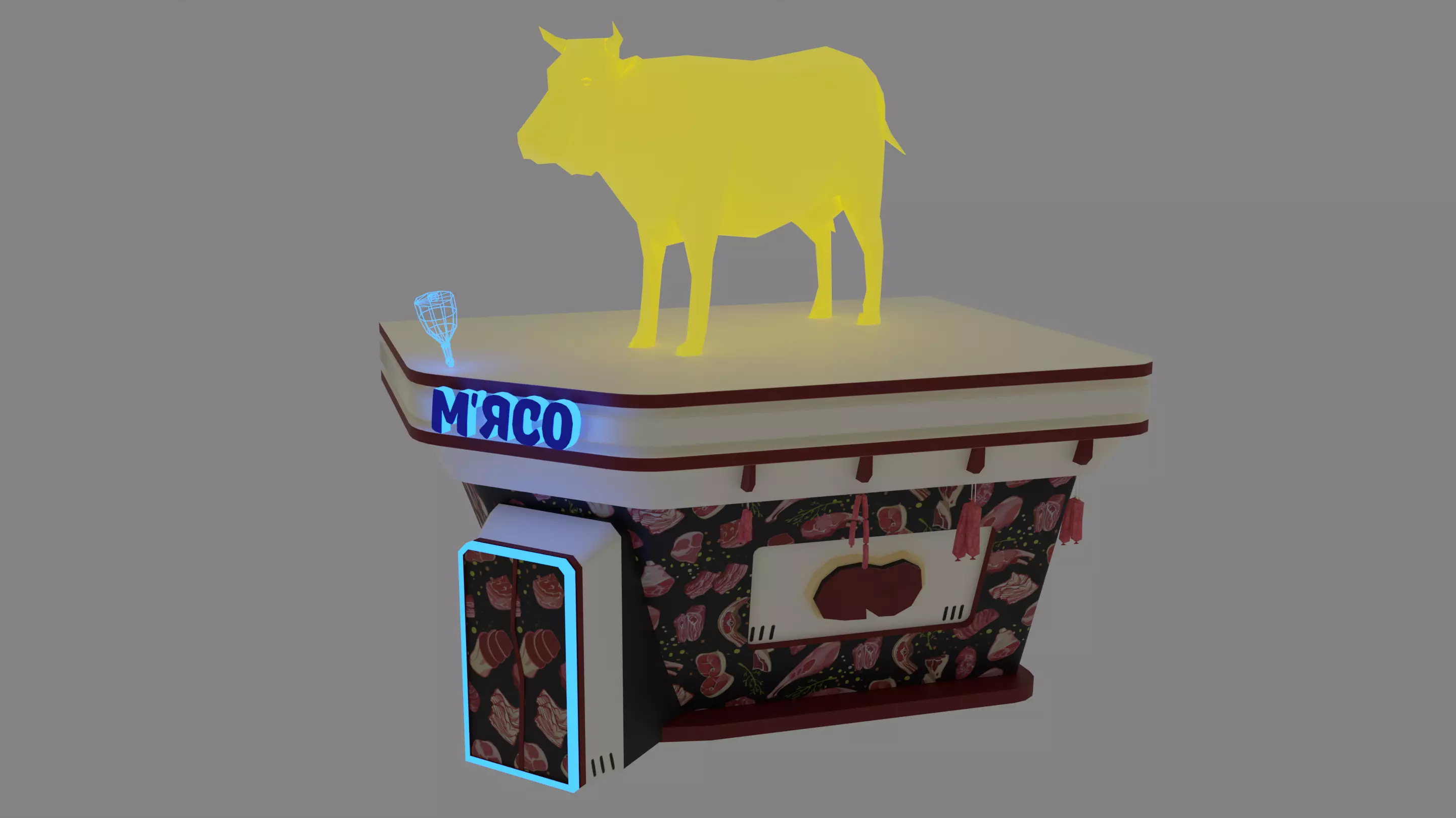 MarketPlace Meat Low-Poly Game Ready PBR Low-poly 3D model_0