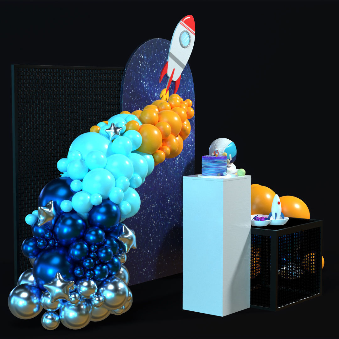 Birthday Decoration Set No-001 3D model_5