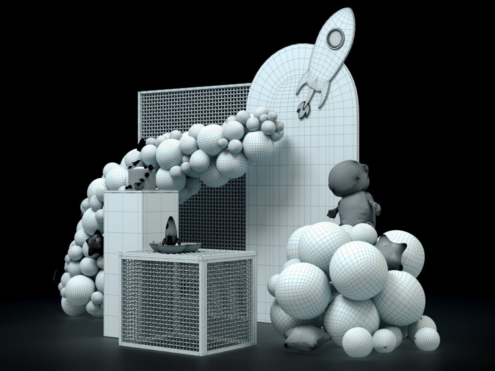 Birthday Decoration Set No-001 3D model_8