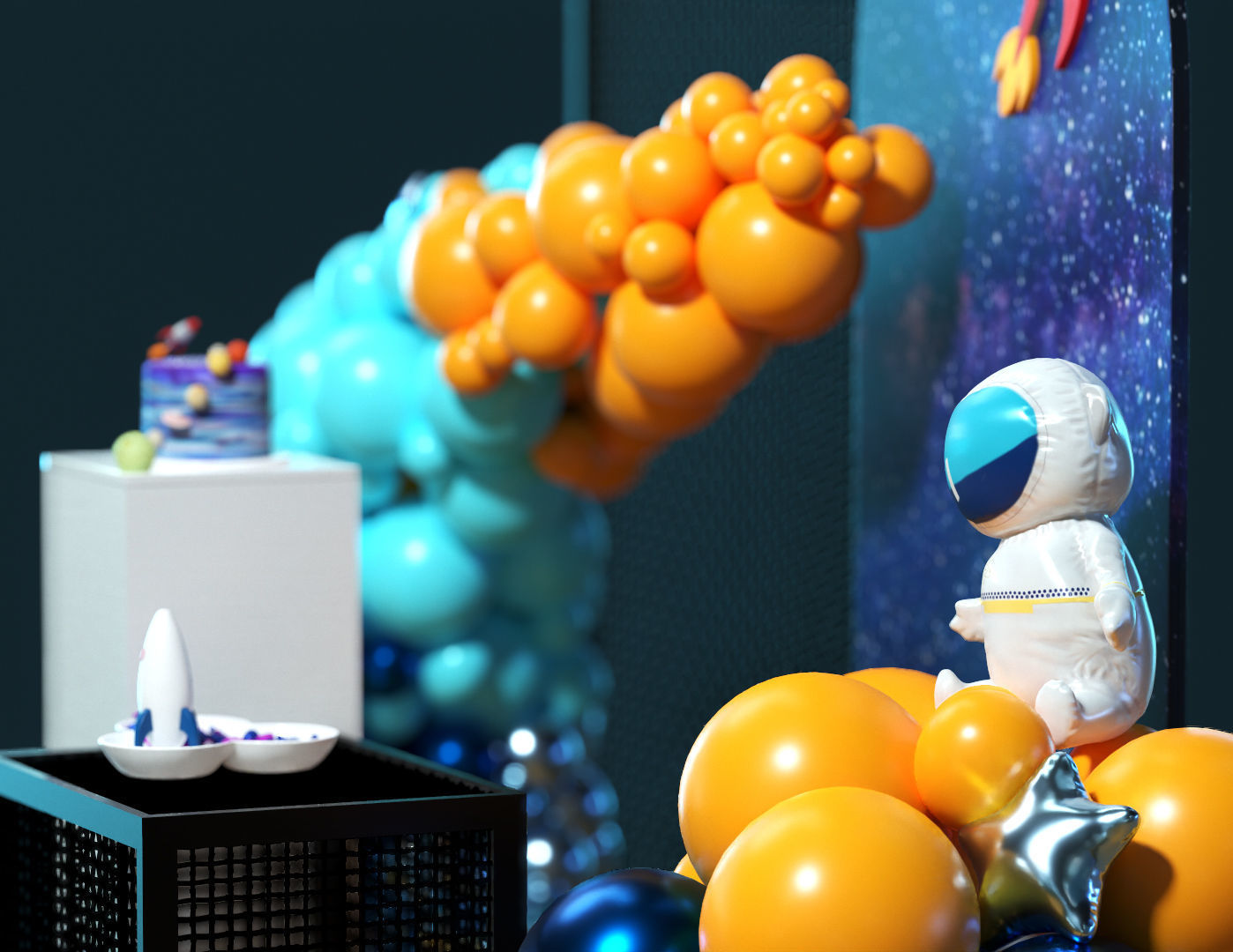 Birthday Decoration Set No-001 3D model_2