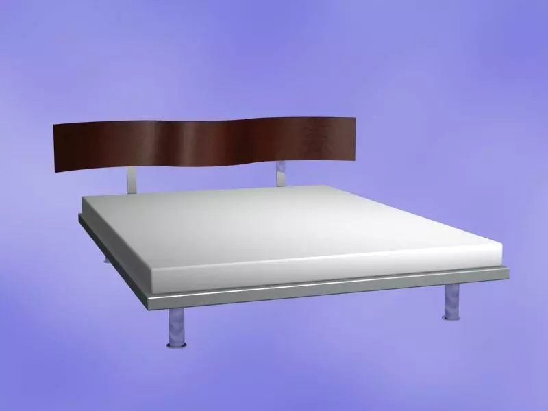 Bed Model frame with wooden headboard 3D model_0