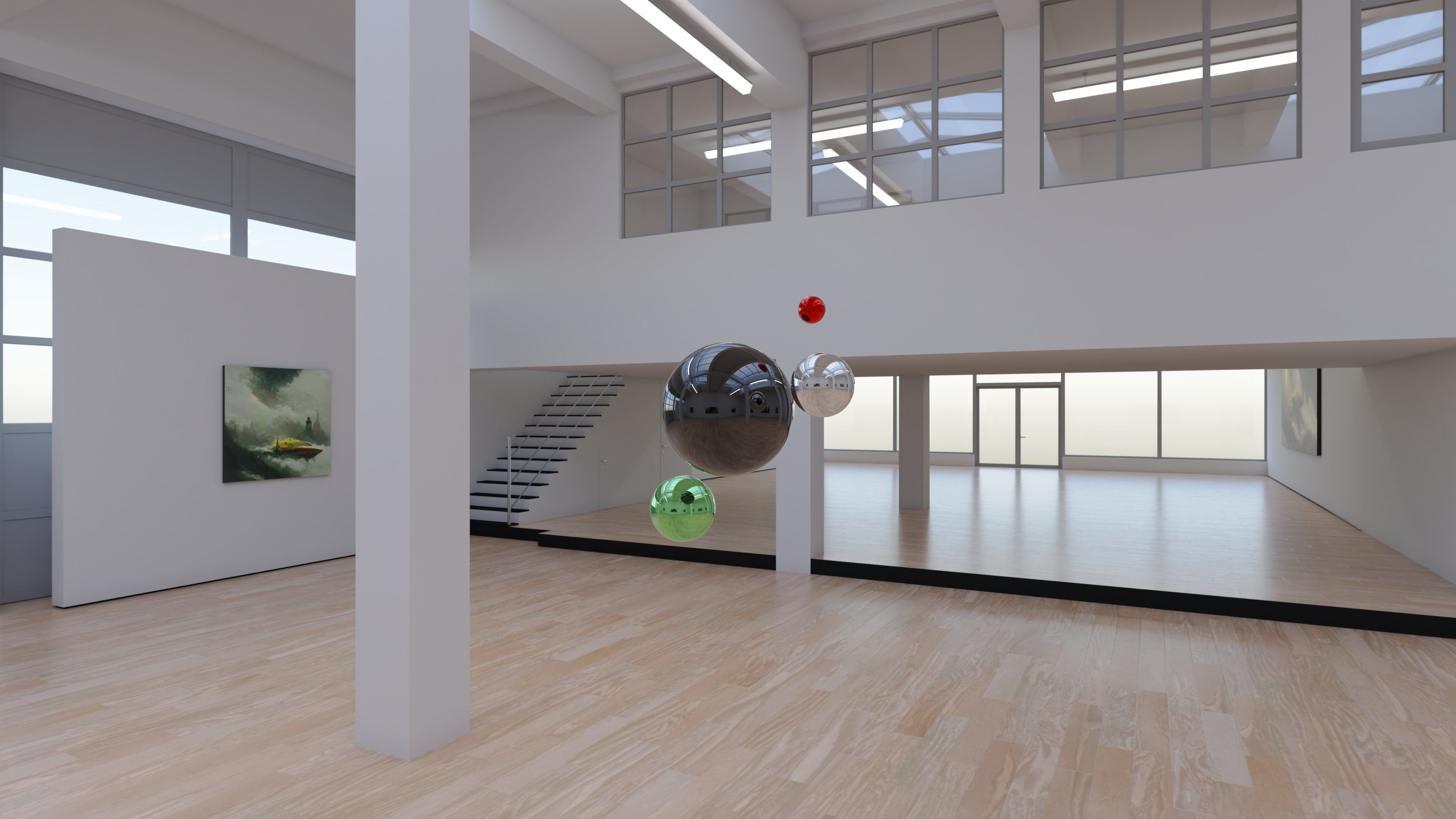 HDRI - Art Museum Gallery Interior 29 v1 - 16384x8192 Texture_9