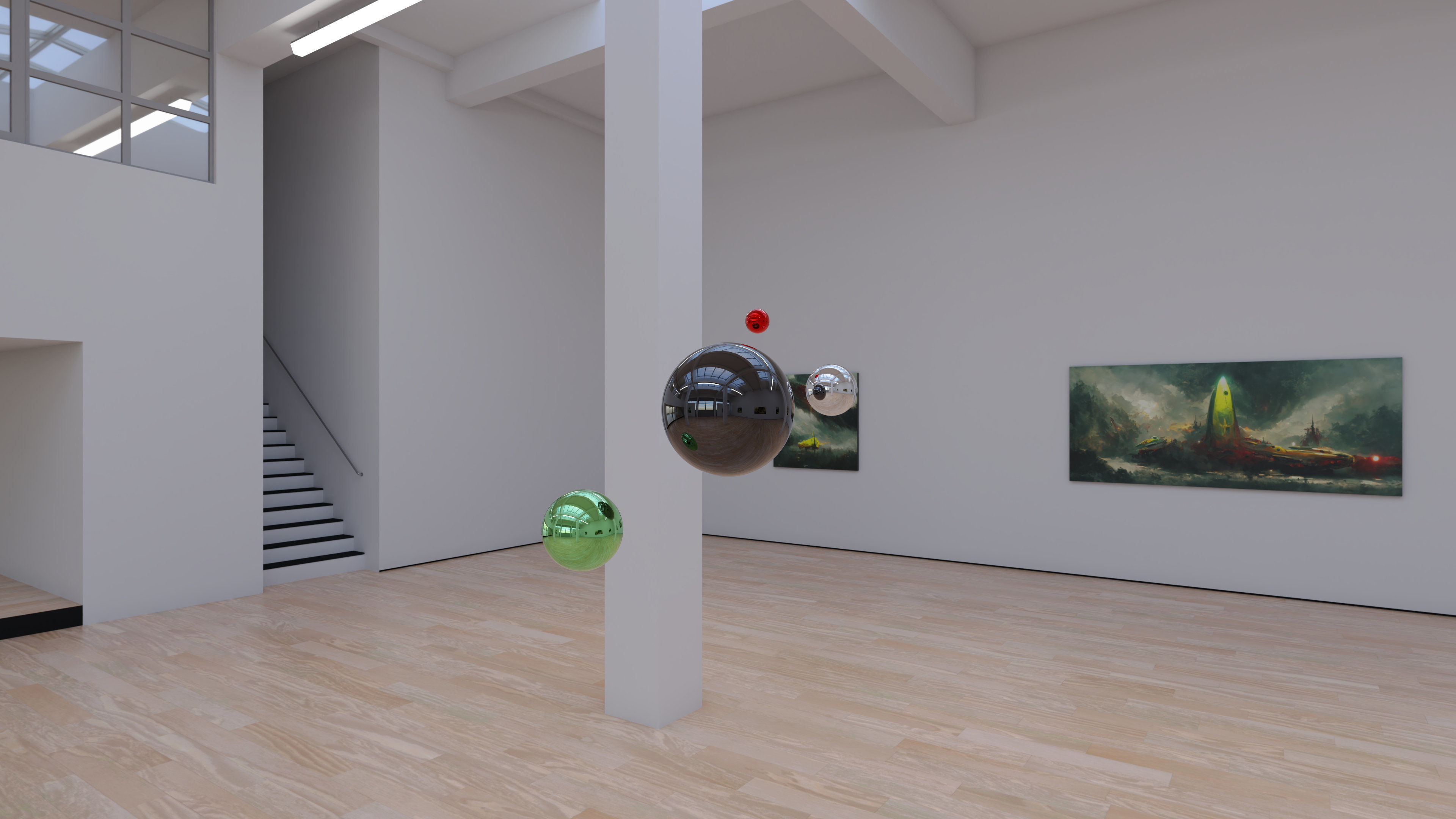 HDRI - Art Museum Gallery Interior 29 v1 - 16384x8192 Texture_19