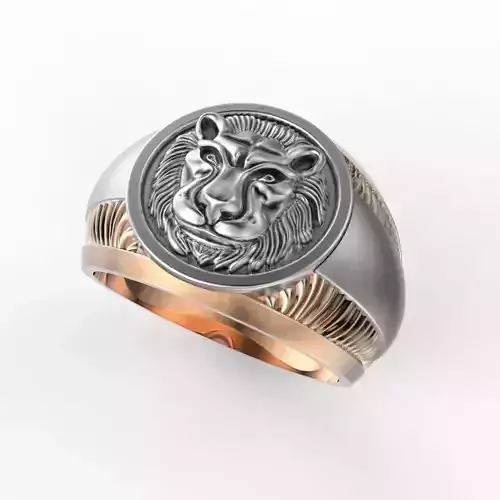 Lion Heart Mens Ring Signet 3D Printing and CAD Milling Model