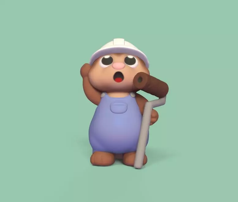 Painter Squirrel 3D print model_0