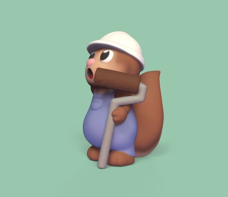 Painter Squirrel 3D print model_1