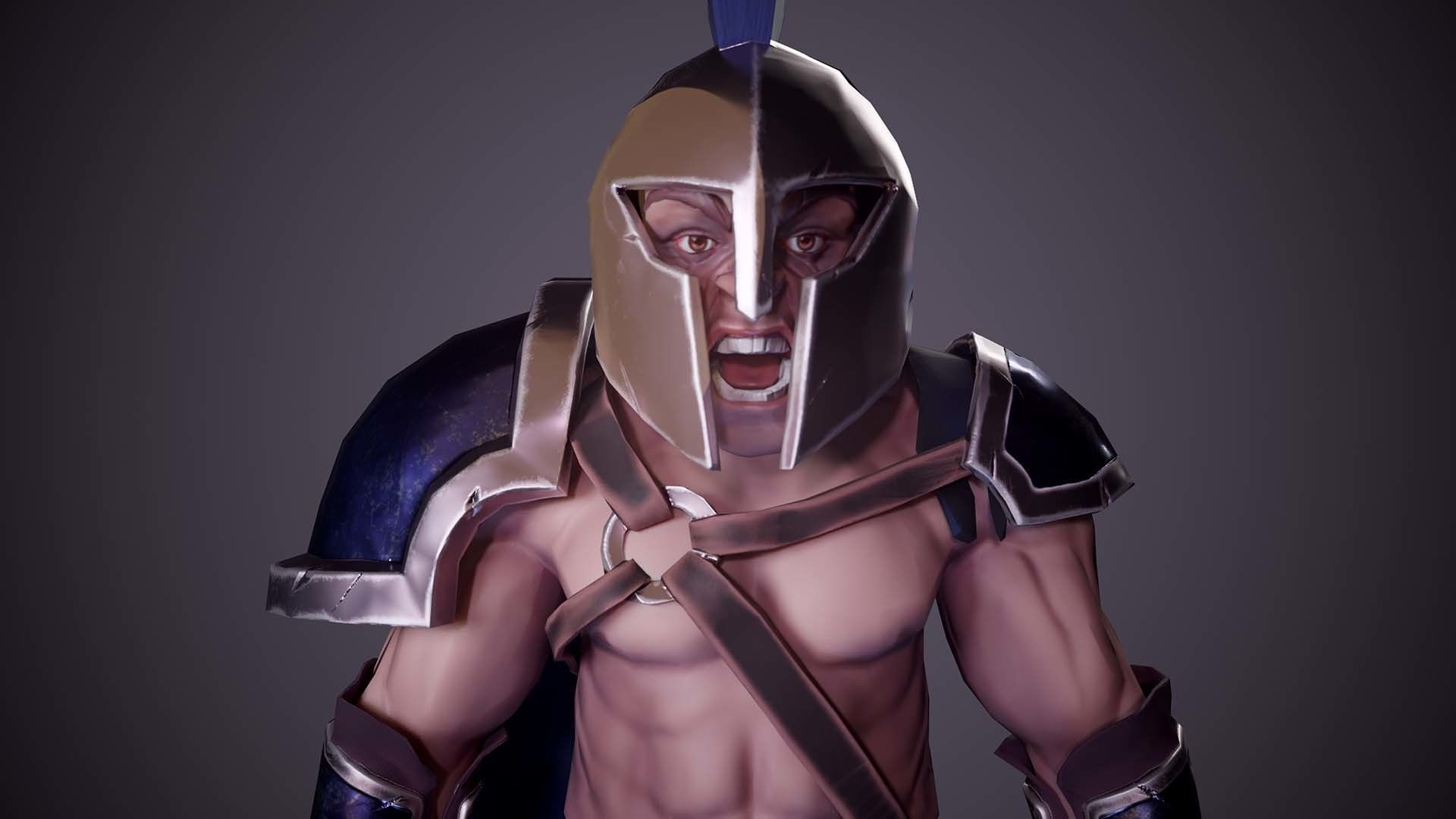 Ancient warrior  Low-poly 3D model_4
