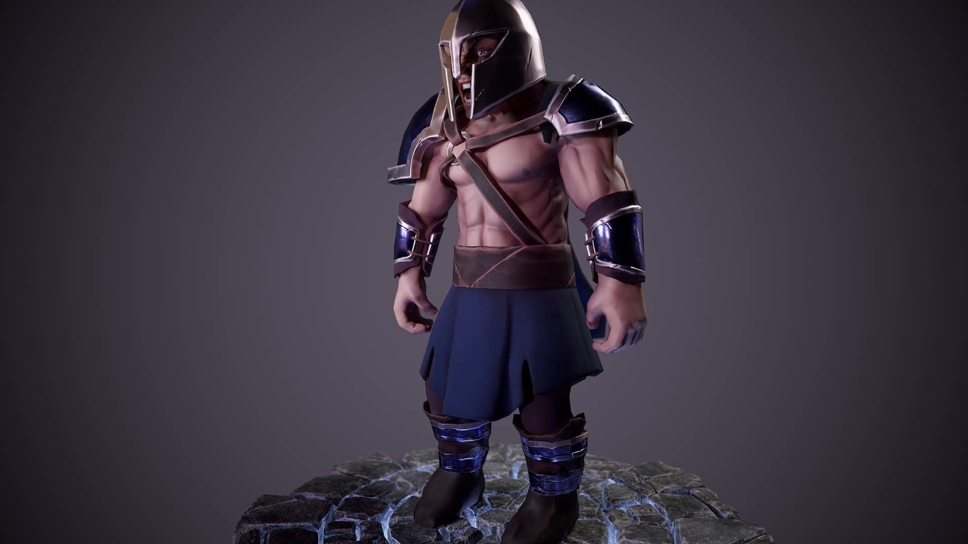 Ancient warrior  Low-poly 3D model_3