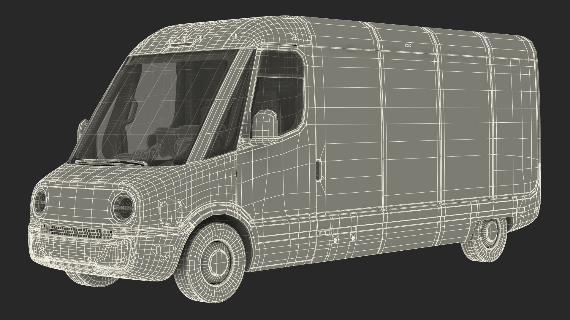 Electric Delivery Van Rigged 3D model_58