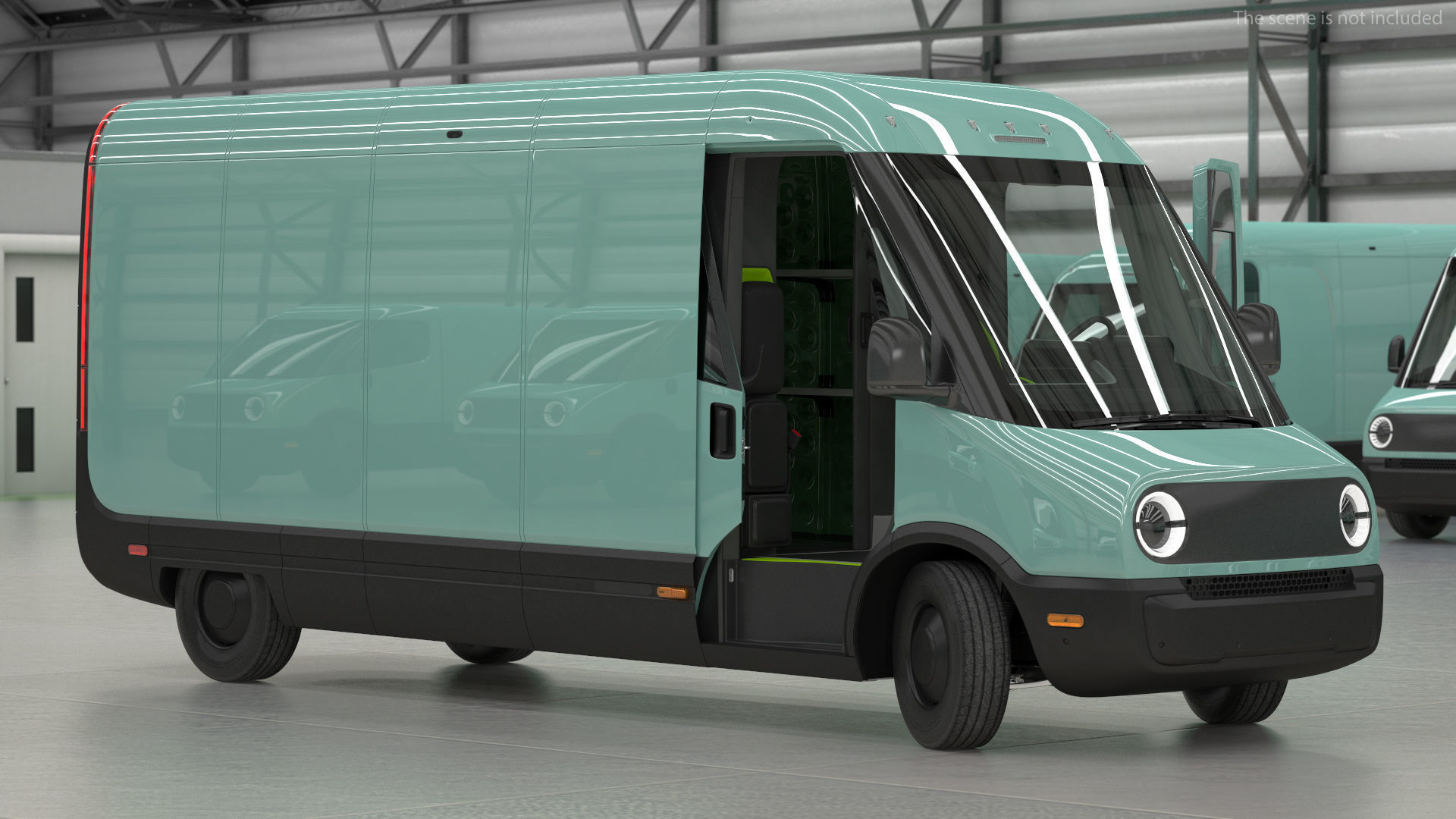 Electric Delivery Van Rigged 3D model_4