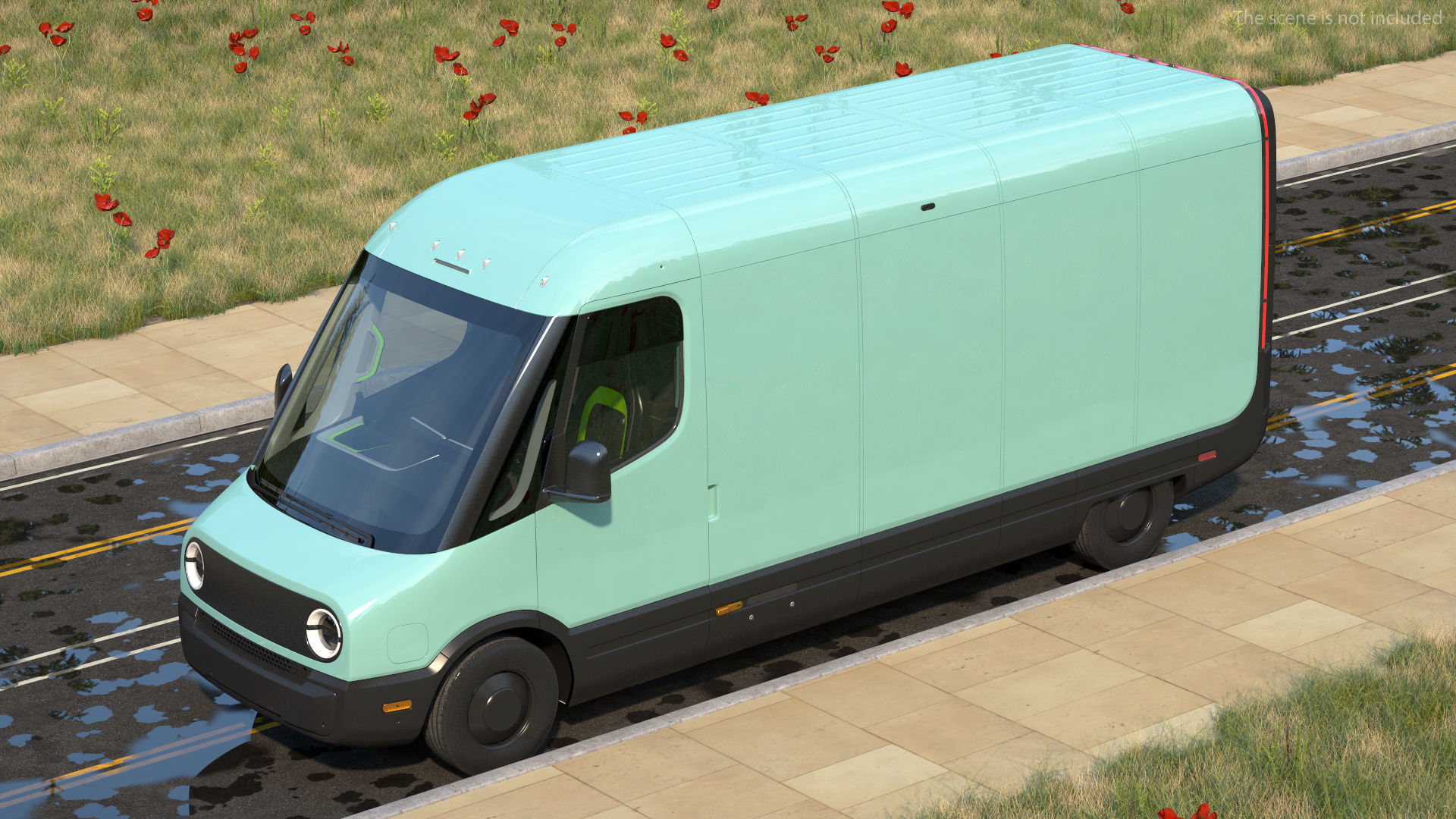 Electric Delivery Van Rigged 3D model_9