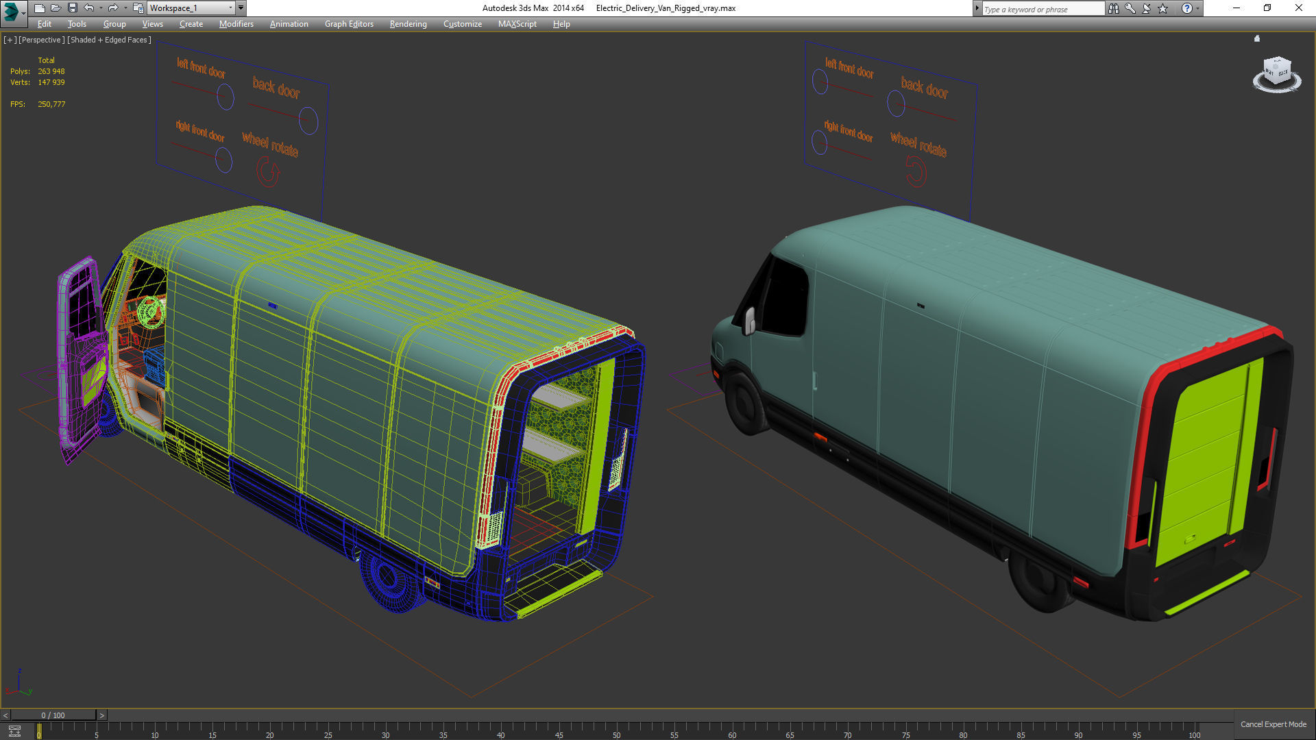 Electric Delivery Van Rigged 3D model_54