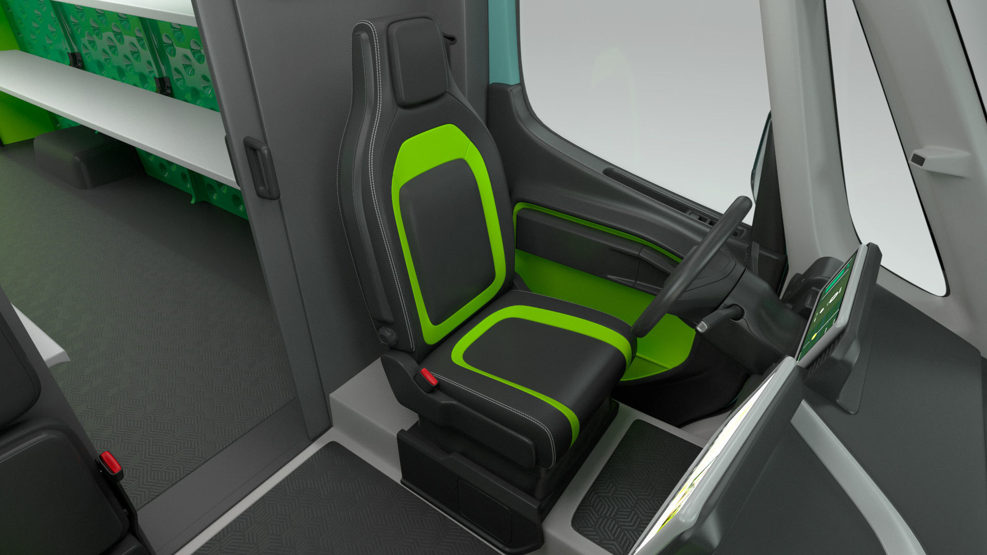 Electric Delivery Van Rigged 3D model_41