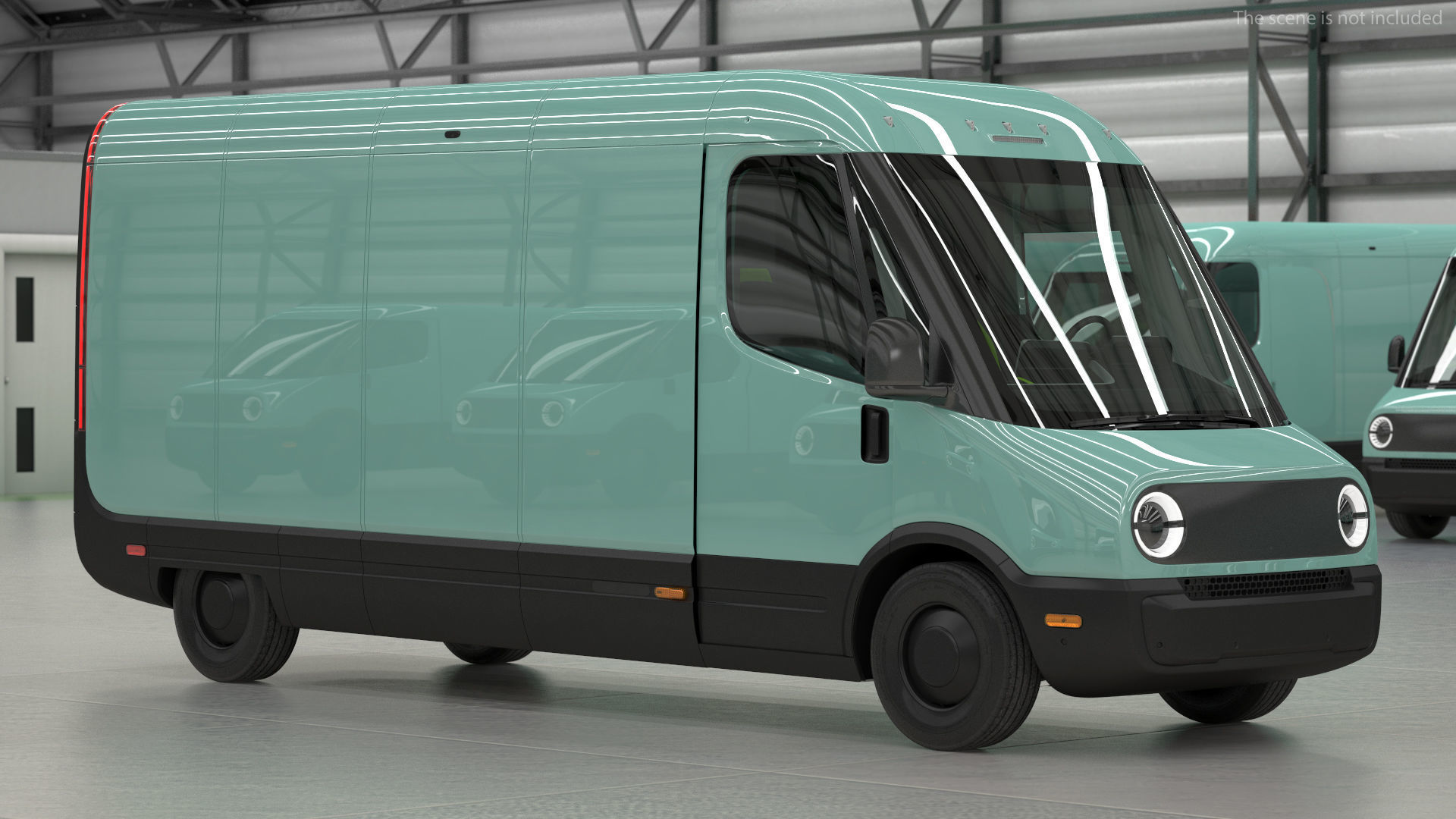 Electric Delivery Van Rigged 3D model_3