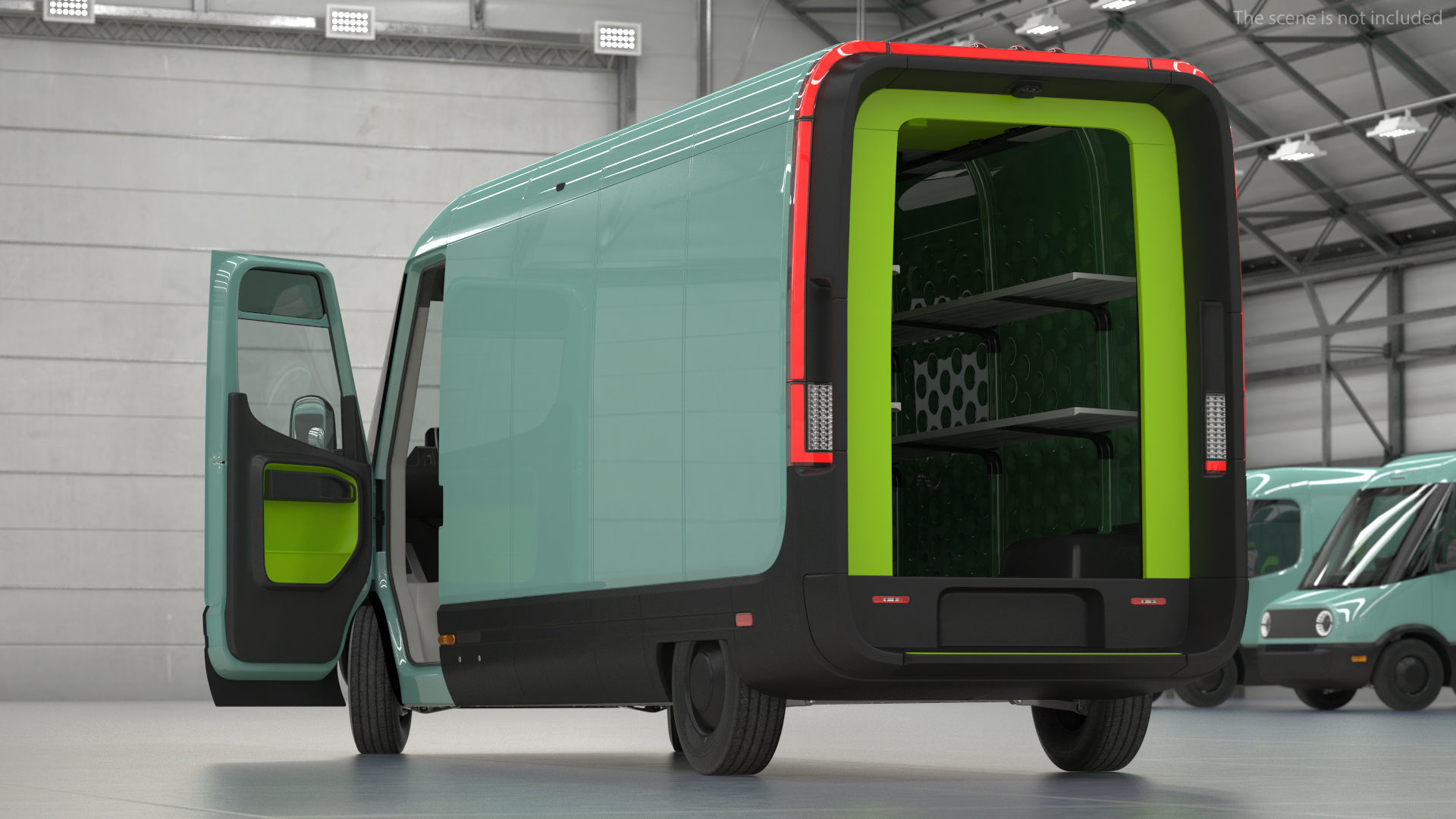 Electric Delivery Van Rigged 3D model_8