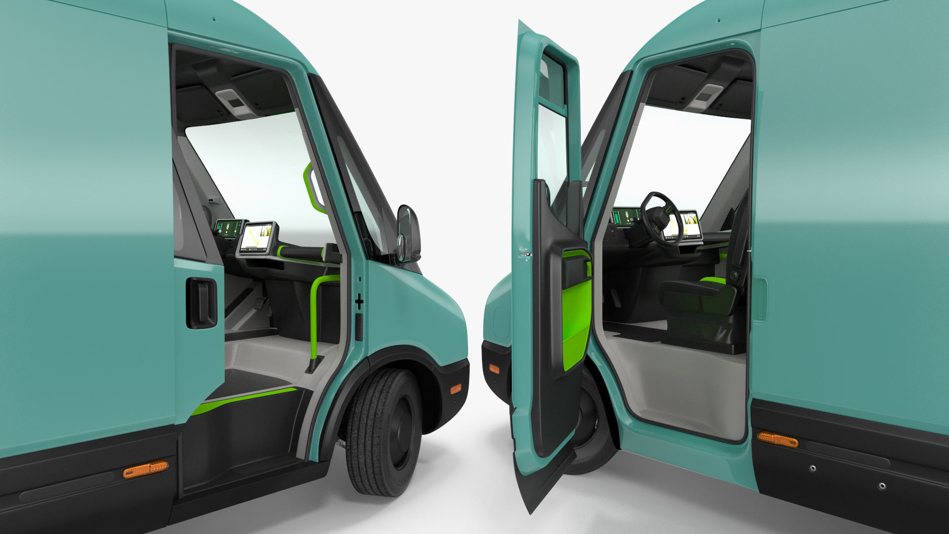 Electric Delivery Van Rigged 3D model_36