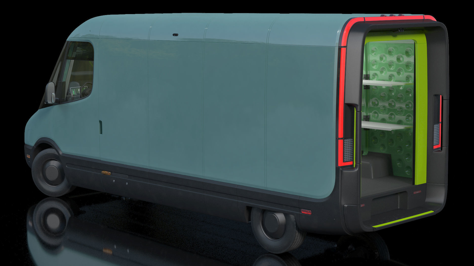 Electric Delivery Van Rigged 3D model_6