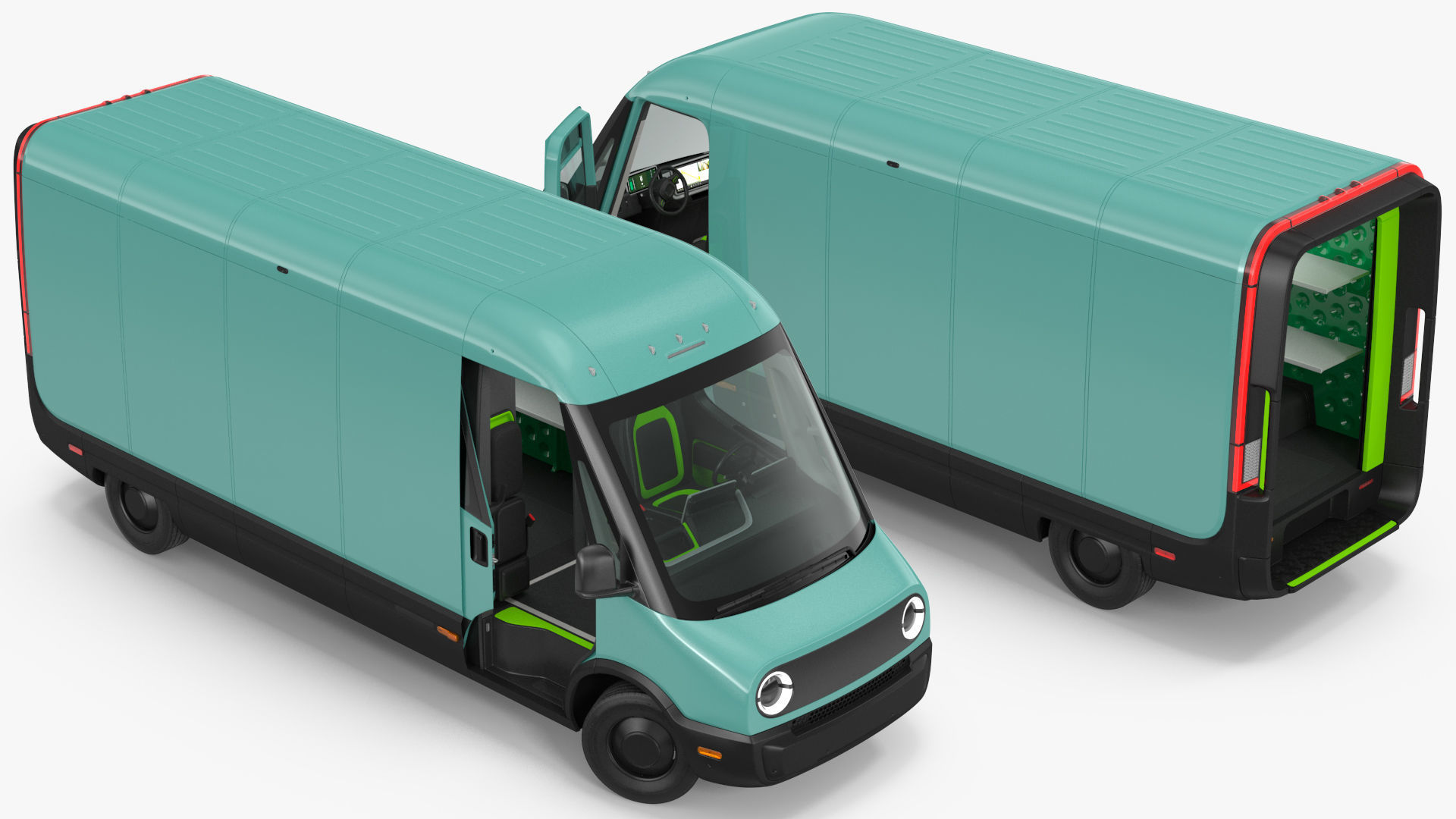 Electric Delivery Van Rigged 3D model_24