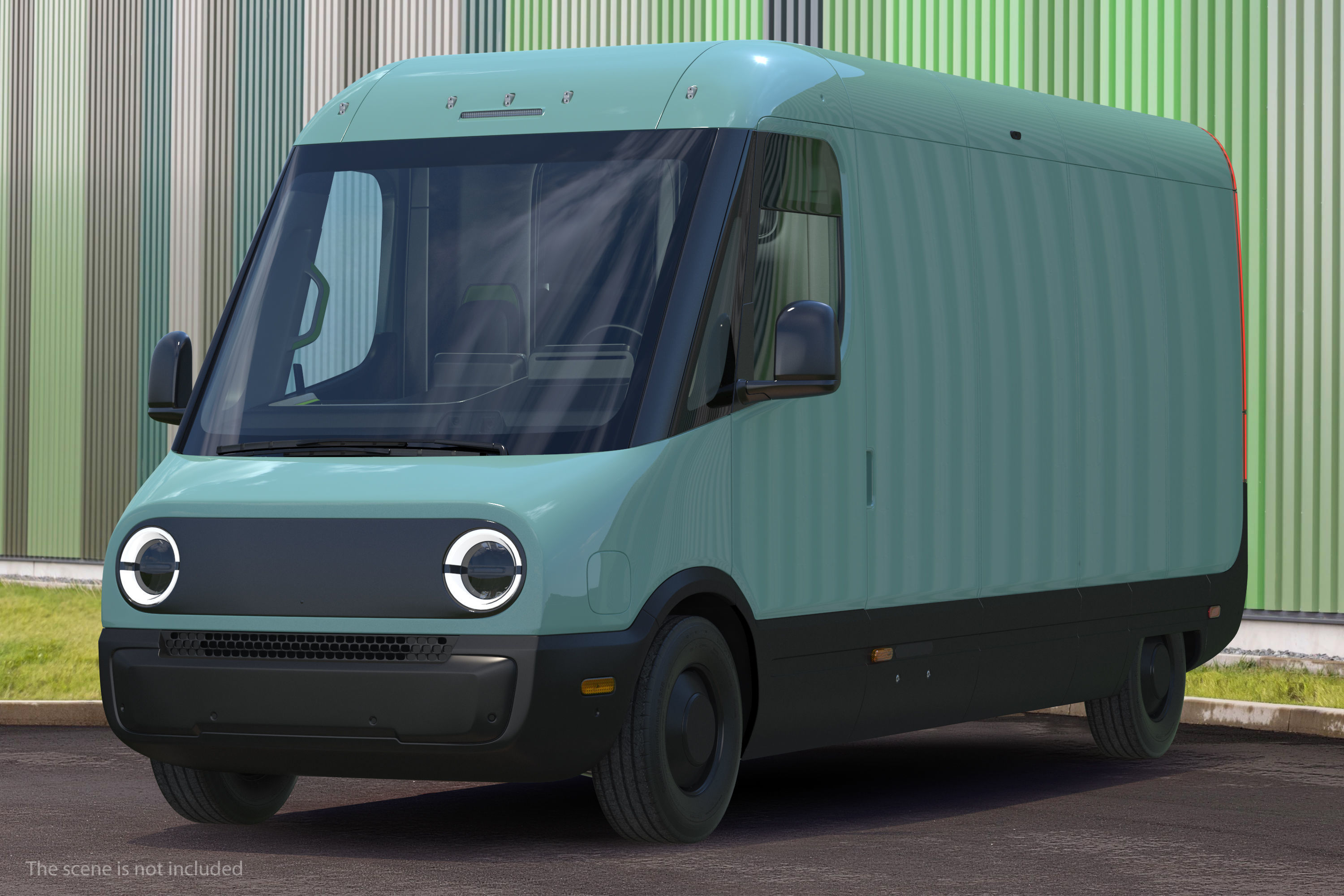 Electric Delivery Van Rigged 3D model_2