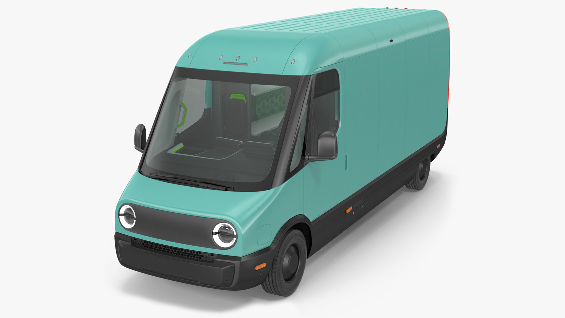 Electric Delivery Van Rigged 3D model_1