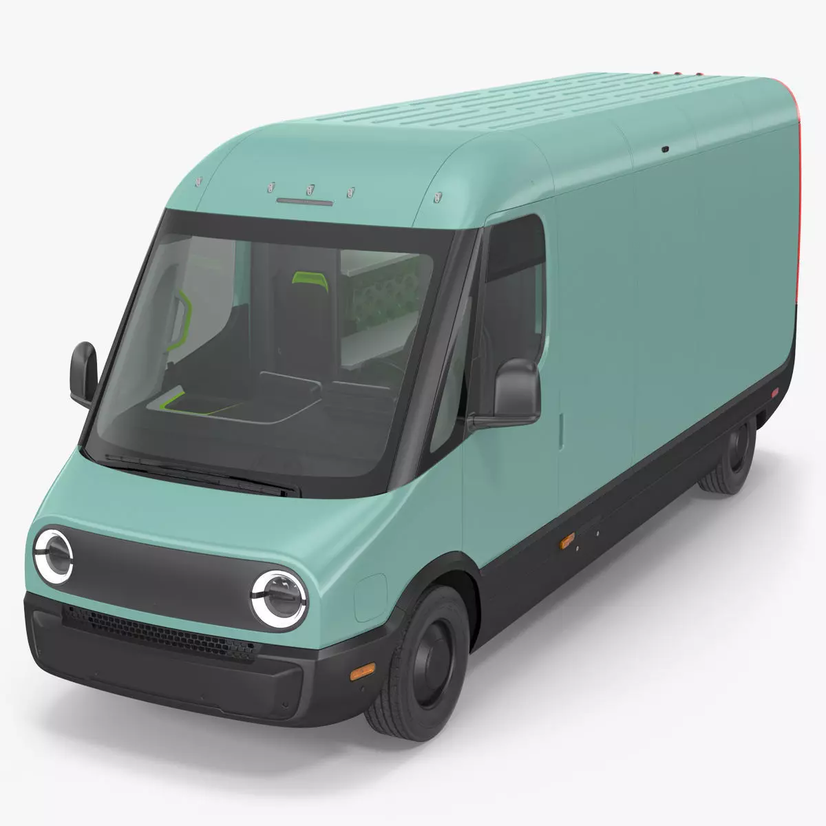 Electric Delivery Van Rigged 3D model_0