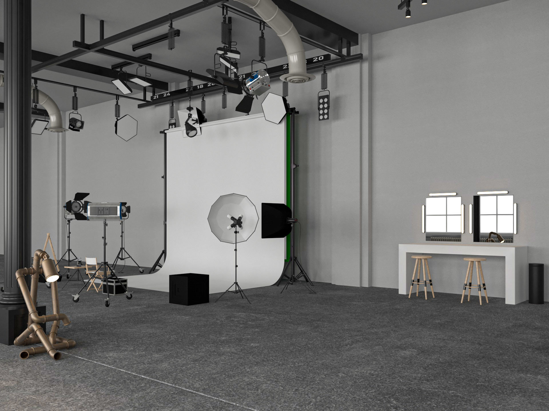 Photography Studio Scene 2 3D model_2