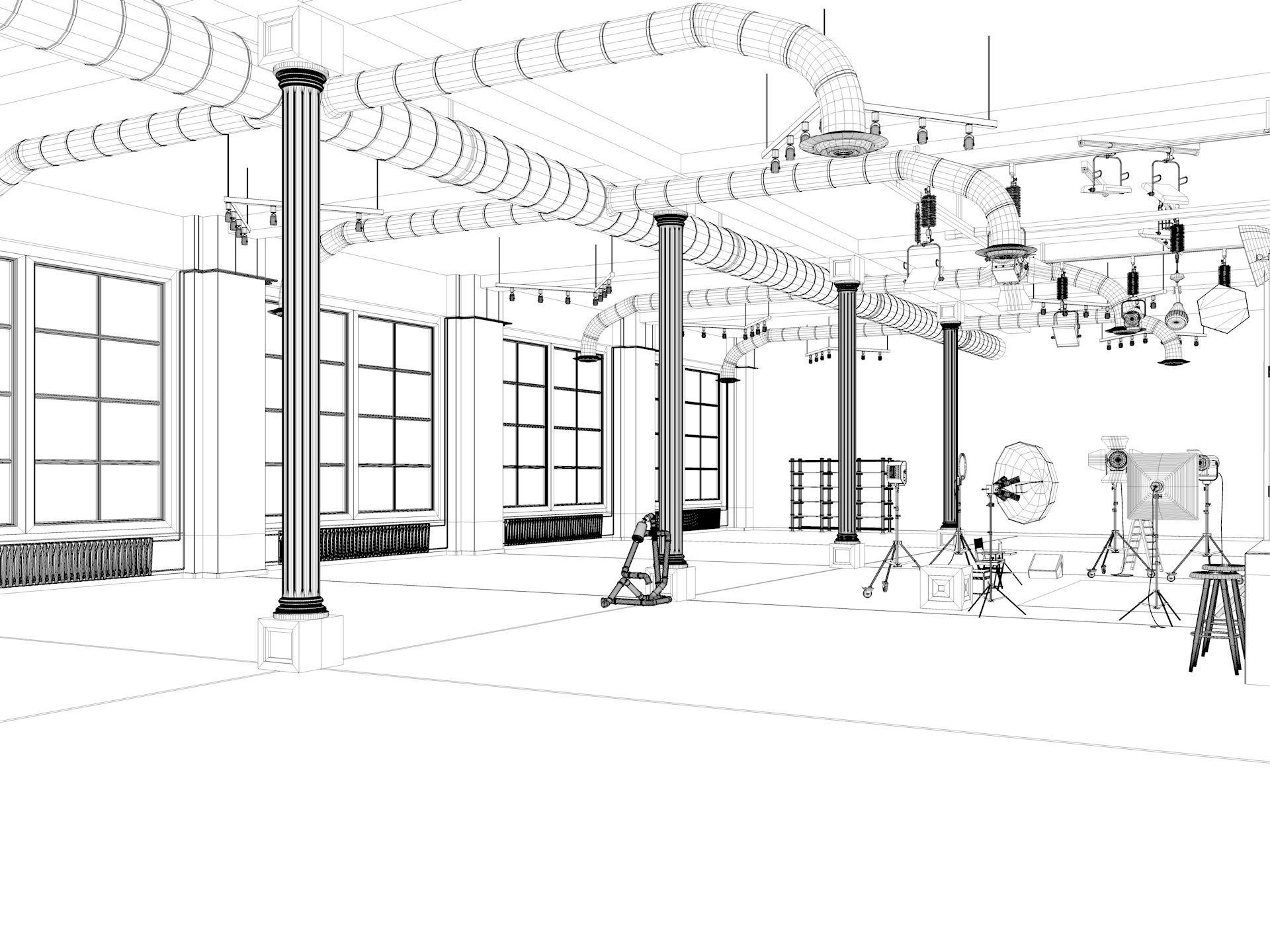 Photography Studio Scene 2 3D model_10