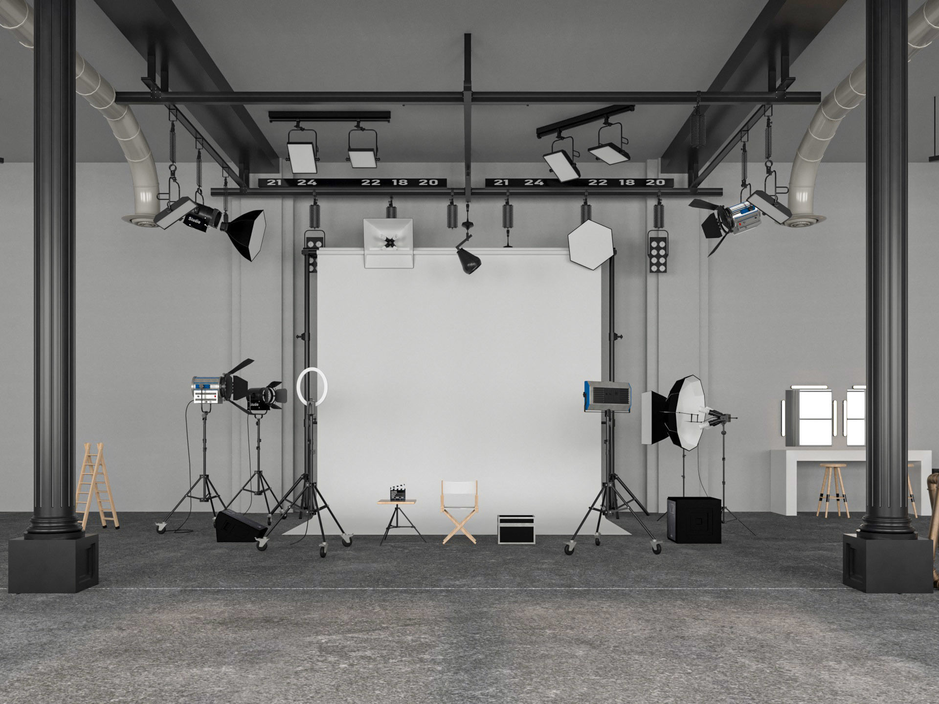 Photography Studio Scene 2 3D model_5