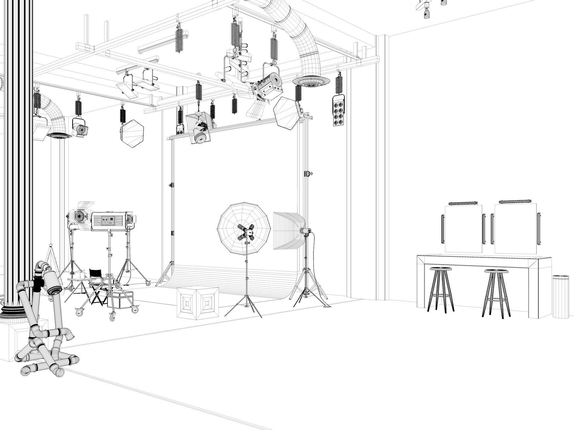 Photography Studio Scene 2 3D model_12