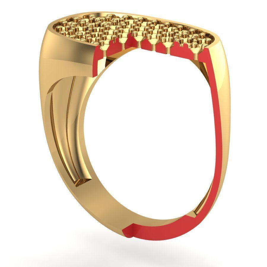 Signet rings set ROUNDED SQUARE top 3D print model_10