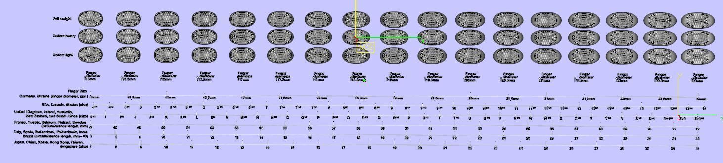 Signet rings set ROUNDED SQUARE top 3D print model_16