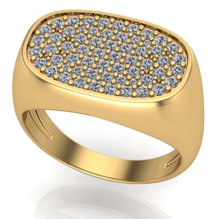 Signet rings set ROUNDED SQUARE top 3D print model_4