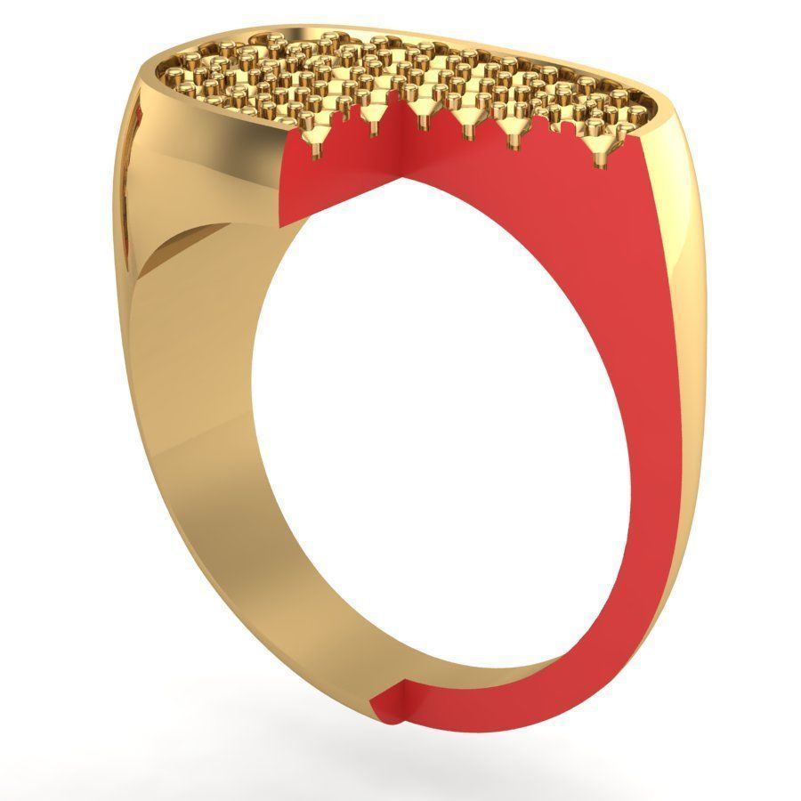 Signet rings set ROUNDED SQUARE top 3D print model_8