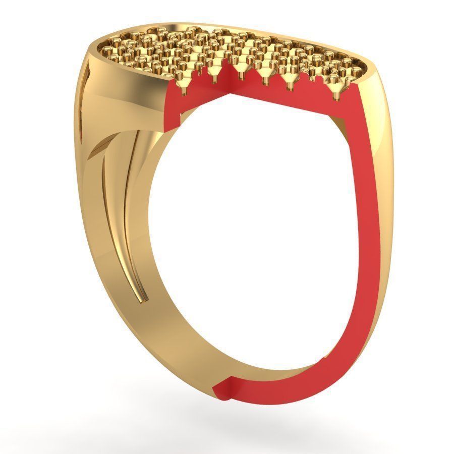 Signet rings set ROUNDED SQUARE top 3D print model_9