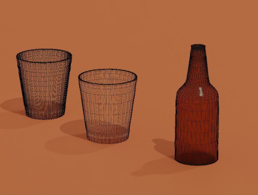 Glass and bottle 3D model | CGTrader